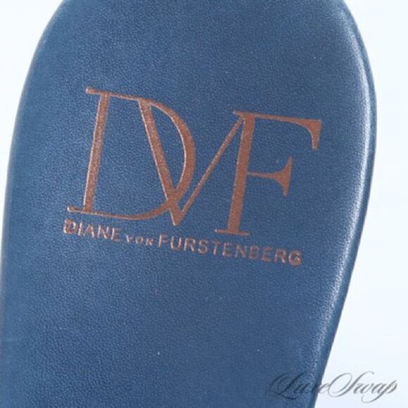 Diane von Furstenberg Eva Blue Suede Ankle Wrap Sandal. Fits size 7-7.5. - Picture 8 of 9